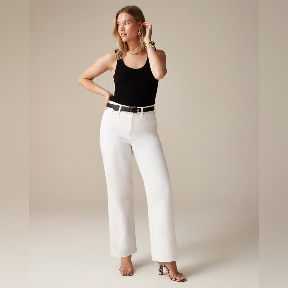 J Crew Women’s Slim Wide-Leg Jean Size 28 White Wash Denim